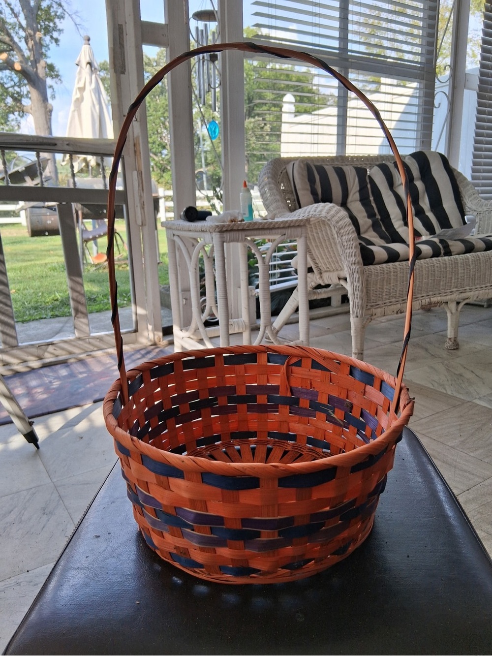 Woven Decorative Harvest Basket - Orange & Blue